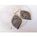 Pomegranate Feather Wood Earrings