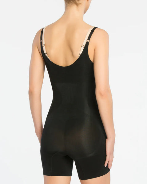 Oncore Open Bust Mid-Thigh Bodysuit-Black