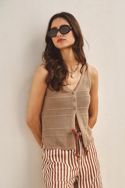 Khaki Knit Vest Top