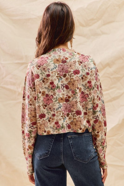 Floral Print Button-Up Cardigan