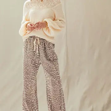 Wide Leg Leopard Print Pants