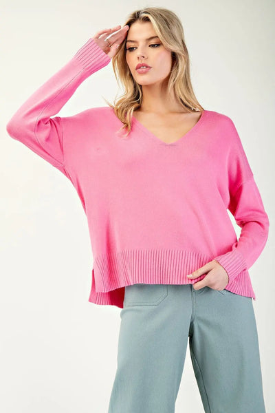 Pink V-Neck Sweater