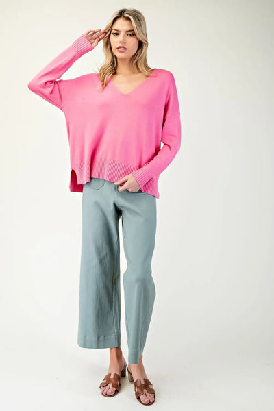 Pink V-Neck Sweater