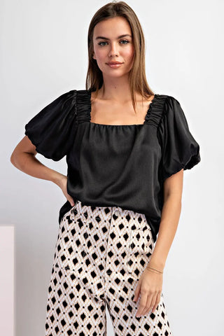 Square Neck Pouf Sleeve Top