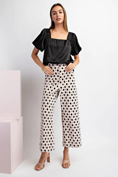 Square Neck Pouf Sleeve Top