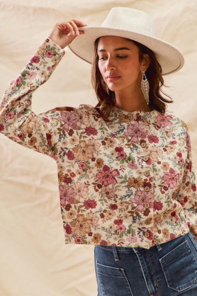 Floral Print Button-Up Cardigan
