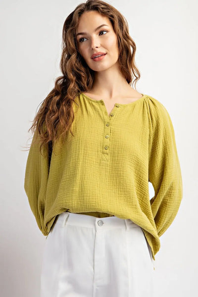 Avocado Cotton Gauze Blouse