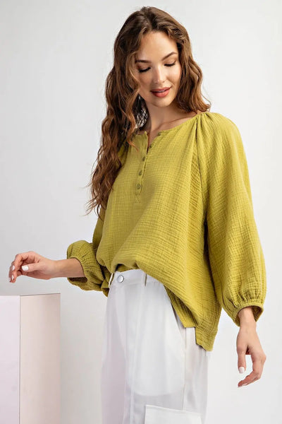Avocado Cotton Gauze Blouse