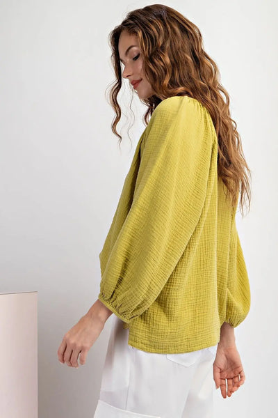 Avocado Cotton Gauze Blouse