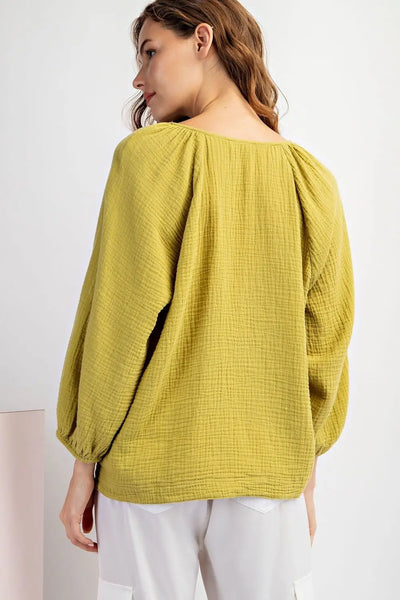 Avocado Cotton Gauze Blouse