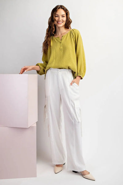 Avocado Cotton Gauze Blouse