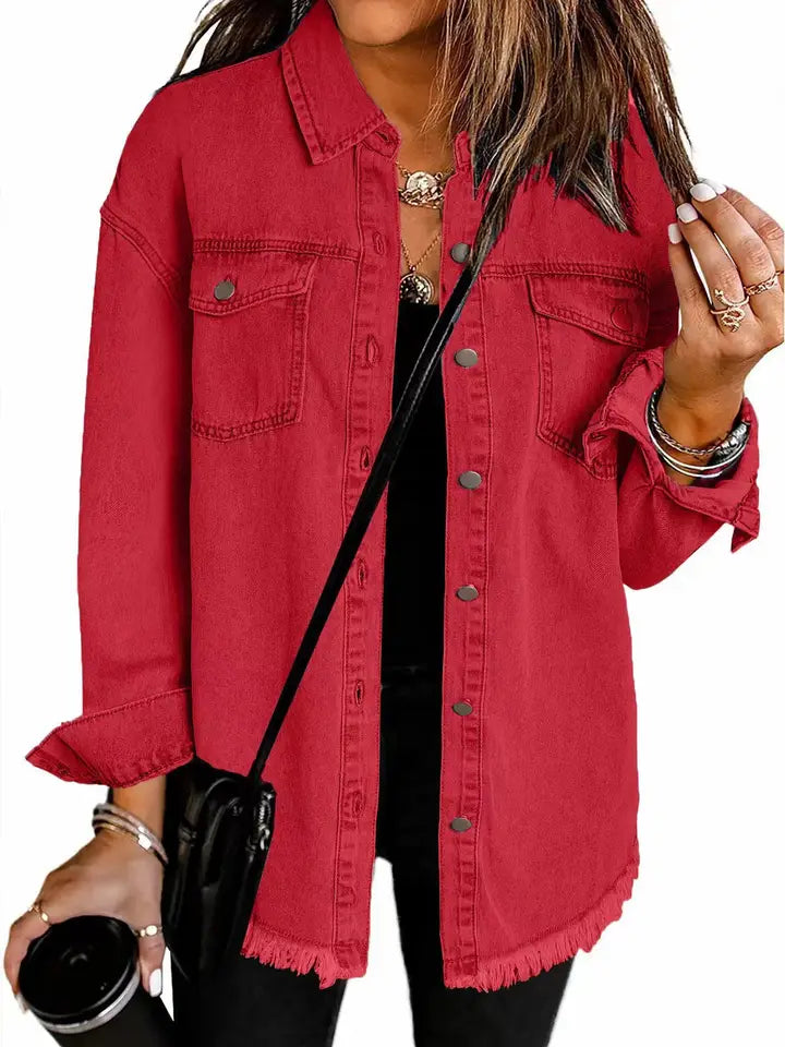 Red Shirt Jacket w/Fringe