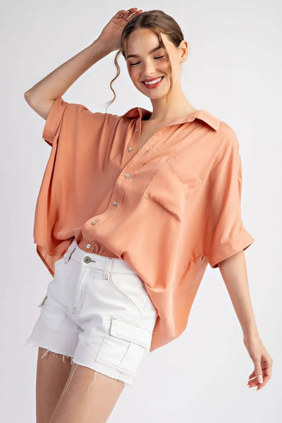 Apricot Button Down Top