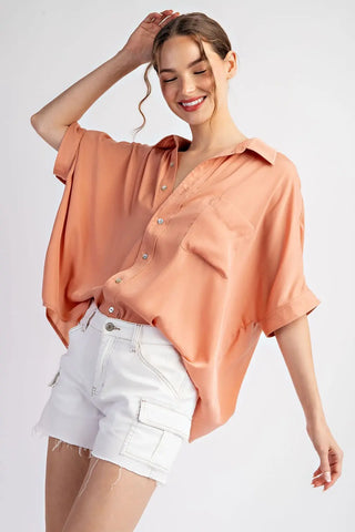 Apricot Button Down Top
