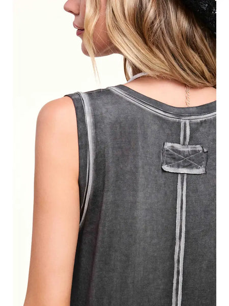 Raw Edge V-Neck Tank Top