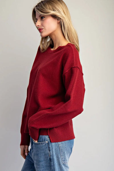 Wine Reverse Seam Sweatshirt