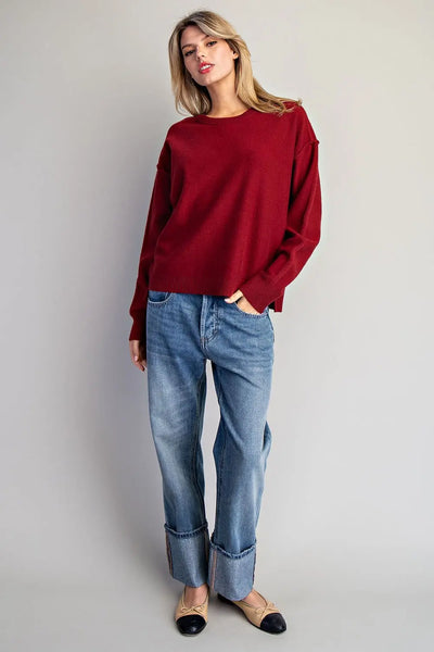 Wine Reverse Seam Sweatshirt