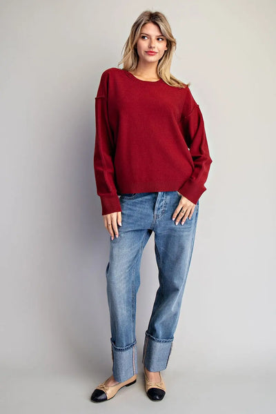 Wine Reverse Seam Sweatshirt