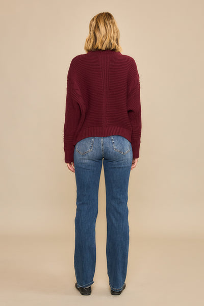 Burgundy Ribbed Knit Sweater