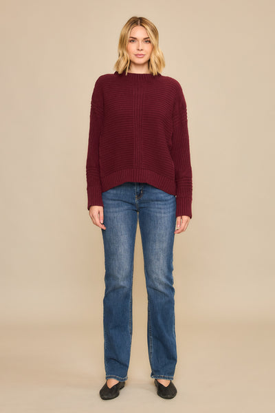 Burgundy Ribbed Knit Sweater