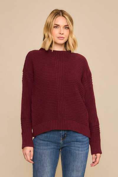Burgundy Ribbed Knit Sweater