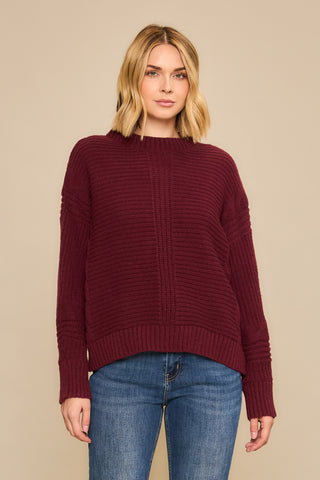 Burgundy Ribbed Knit Sweater
