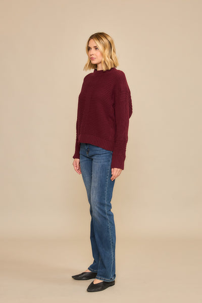 Burgundy Ribbed Knit Sweater