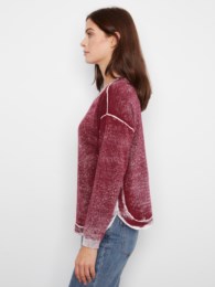 Merlot Distressed Crew Neck Sweater
