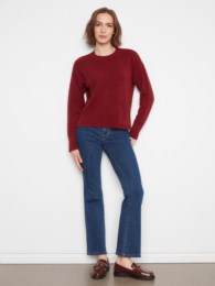 Crew Neck Cropped Sweater w/Pocket