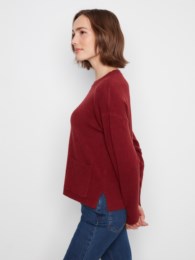 Crew Neck Cropped Sweater w/Pocket