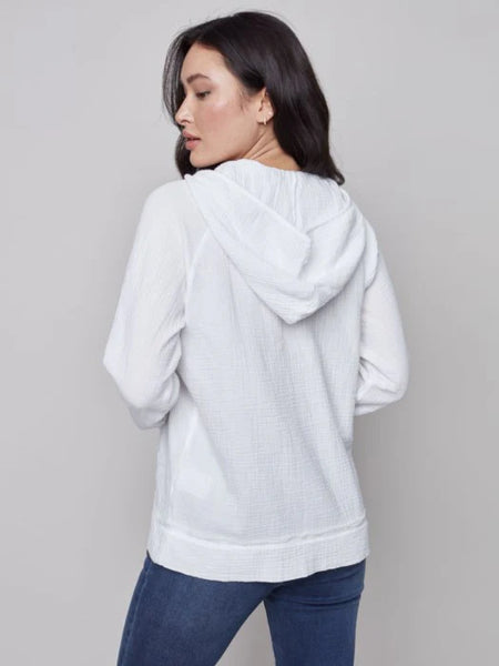 Bubble Gauze Cotton Hoodie w/Pocket