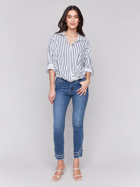 Front Twist Striped Blouse