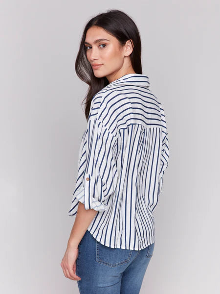 Front Twist Striped Blouse