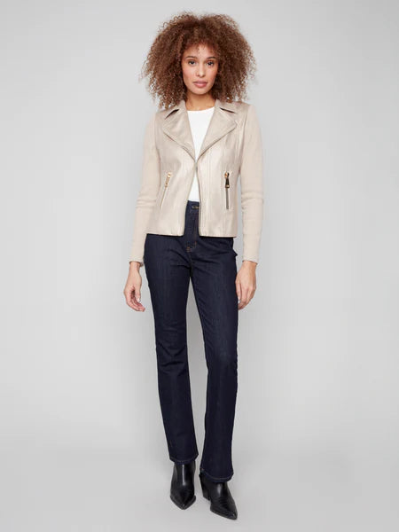 Foil Leather & Rib Knit Perfecto Jacket