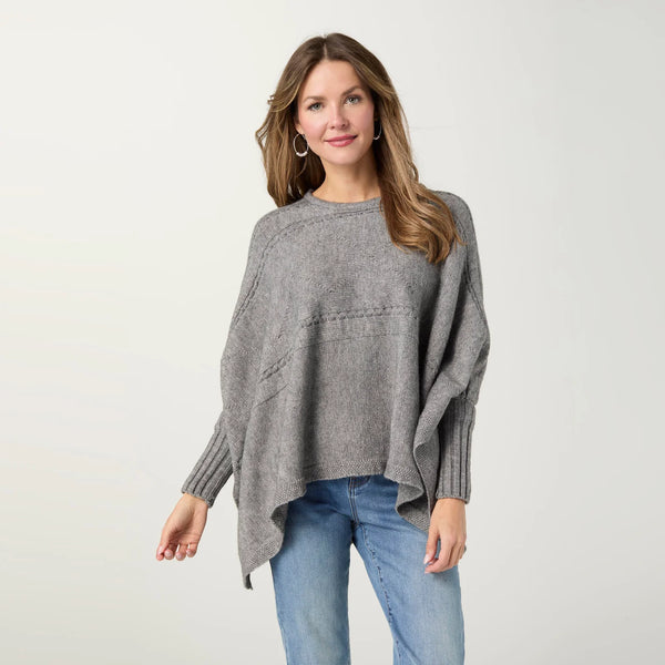 Heather Gray Cable Knit Poncho