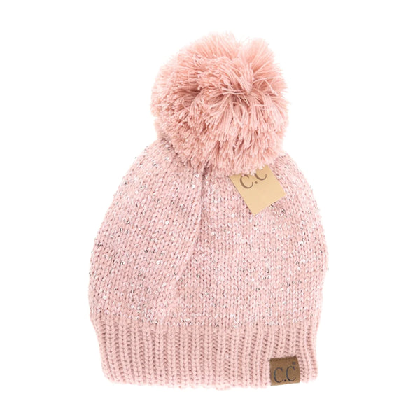 C.C. Beanie Fuzzy Lined Scatter Sequined Pom
