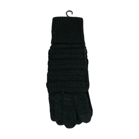C.C. Beanie Metallic Cable Knit Gloves