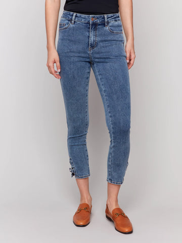 Side Mini Tab Slim Pant-Denim