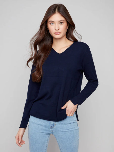 Super Soft Navy V-Neck Sweater