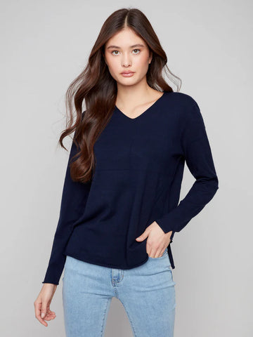 Super Soft Navy V-Neck Sweater