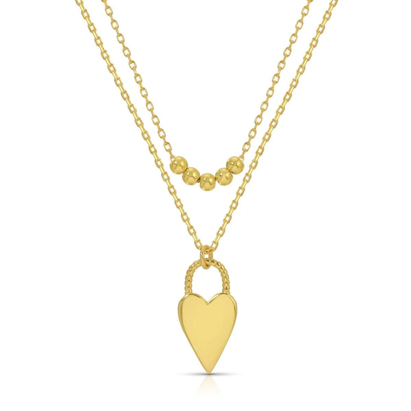 Double Layer Beads & Heart Necklace