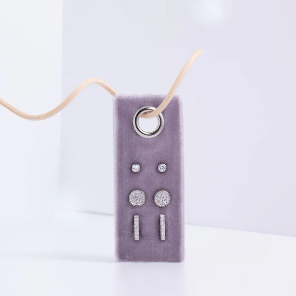 Earring Set-Pave Stud, Pave Round, Pave Bar