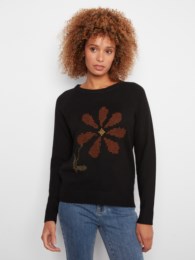 Floral Embroidered Raglan Sleeve Sweater