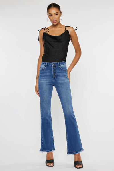 High-Rise Button-Fly Bootcut Jeans