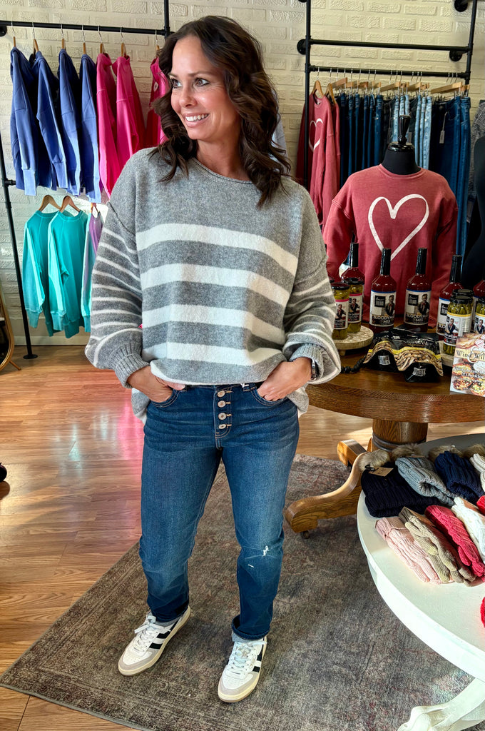 Colorblocked Striped Knit Sweater