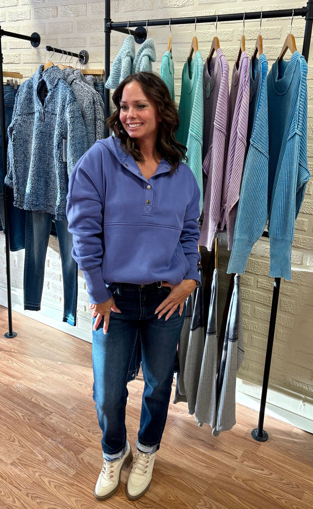 Half Snap Hooded Sweatshirt