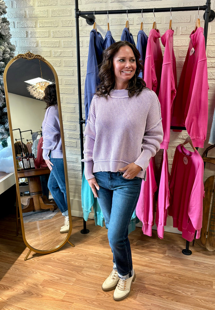 Washed Oversized Cropped Sweater