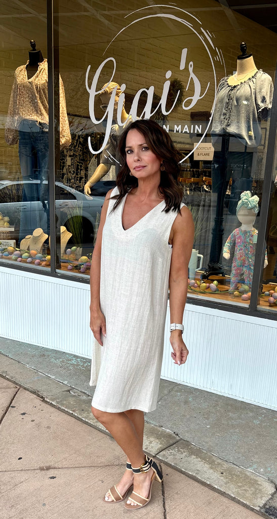 Linen V-Neck Dress
