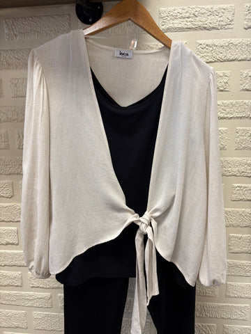 Linen Tie Front Bolero