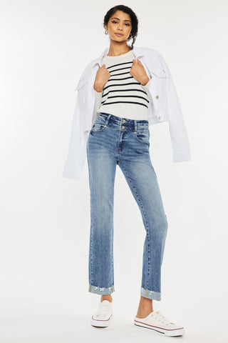 High-Rise Slim Straight Jeans